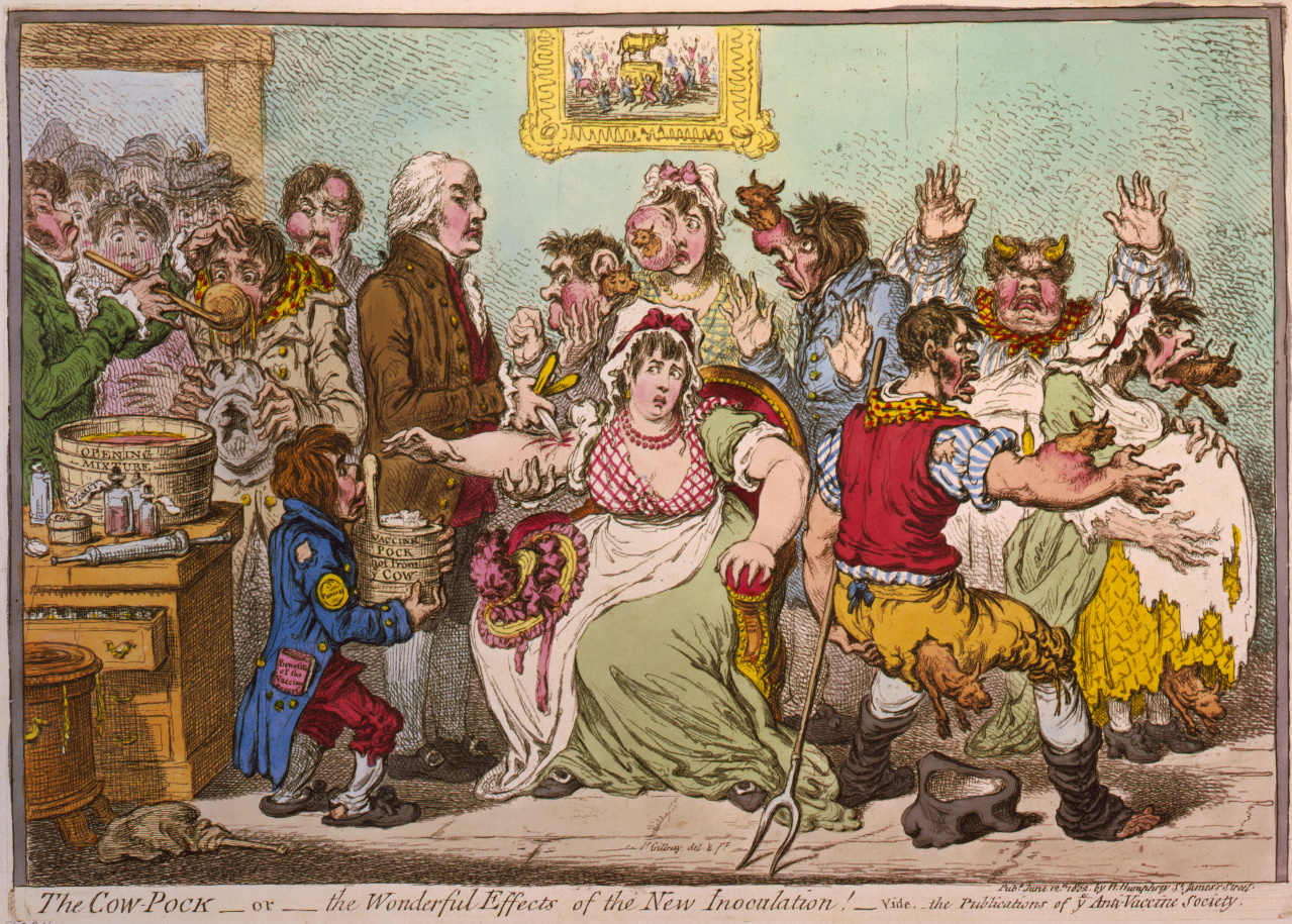 James Gillray 1802 cartoon mocking opposition to Edward Jenner vaccination