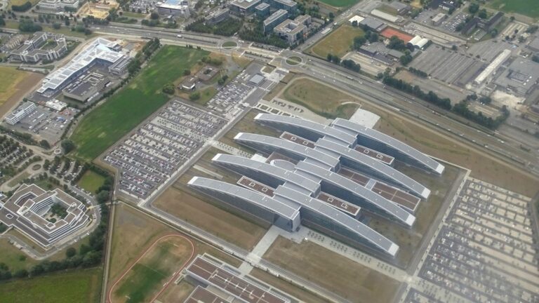 Aerial archive photograph of NATO headquarters in Brussels in2019