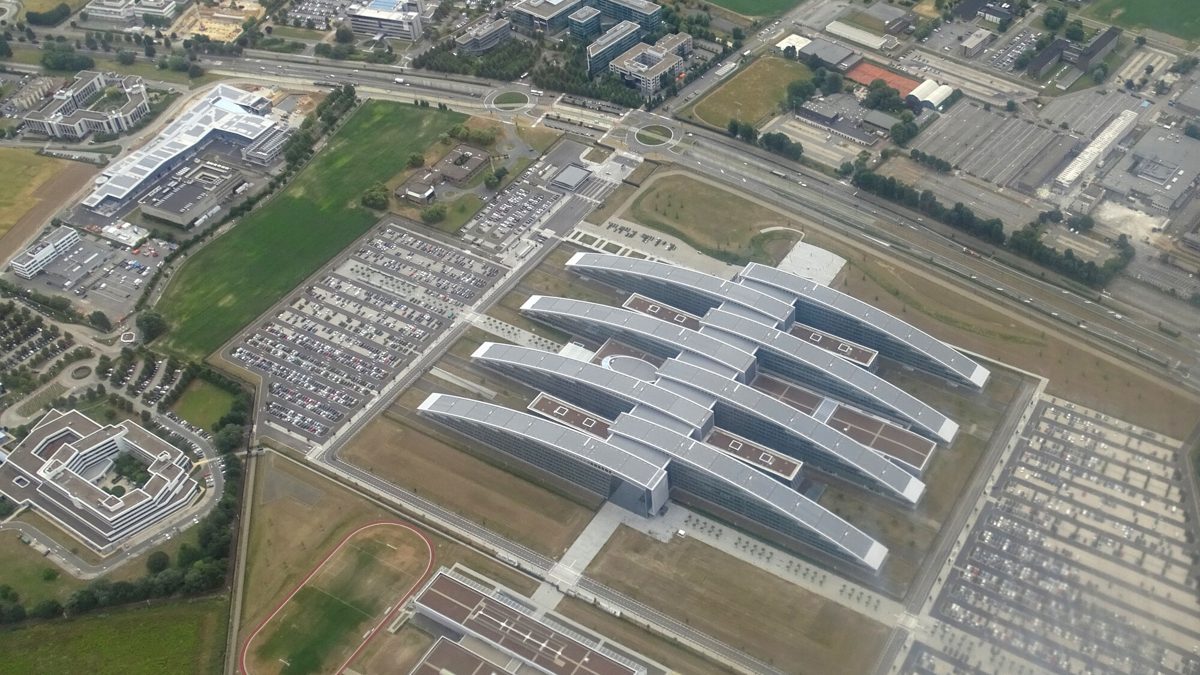 Aerial archive photograph of NATO headquarters in Brussels in2019