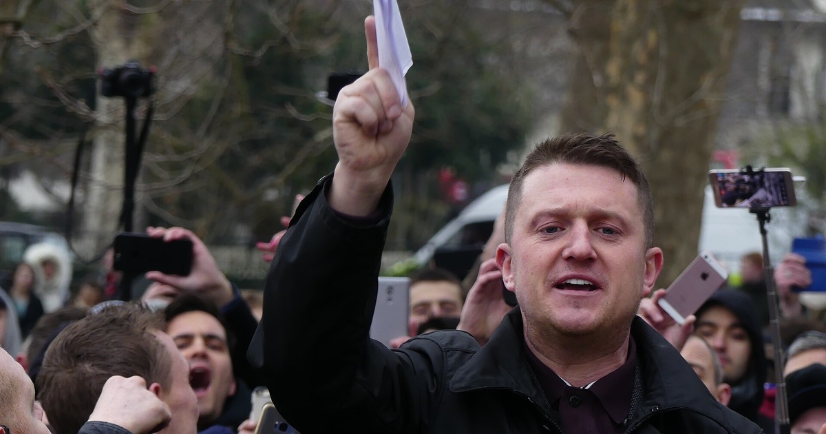 Tommy Robinson trial: archive photo of Tommy Robinson at Speakers' Corner, London, 2018