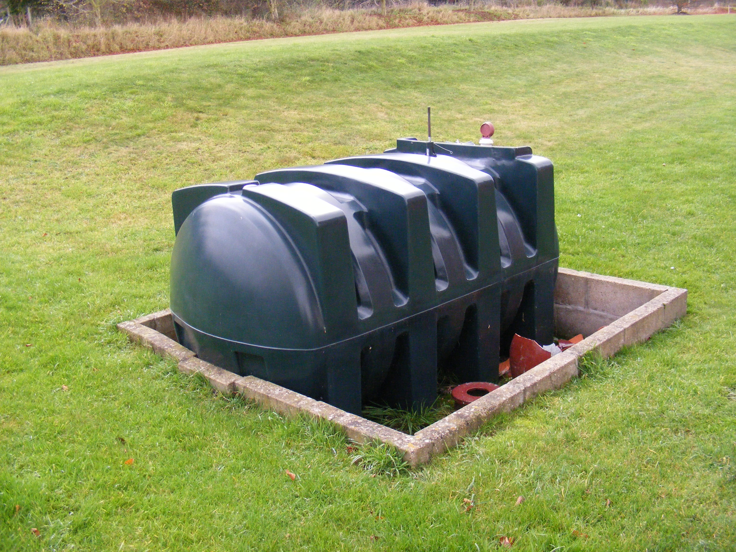 An oil storage tank at the Riverside Centre in November 2008. New heating oil protections would cover off-grid households.