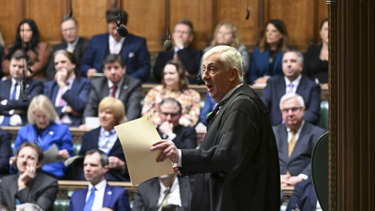 Speaker Sir Lindsay Hoyle addressing the House of Commons